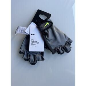 Nike Essential Lightweight Gloves Mens Training Gray/ Black Neon Checkmark NWT